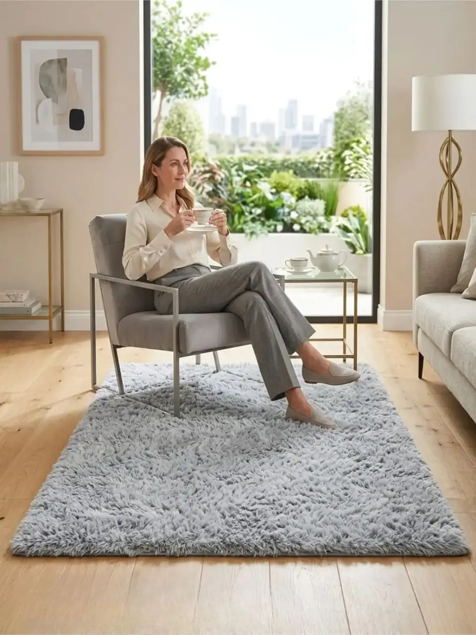 Alfombra Shaggy Pelo Largo 150x200 Cm Suave Living Dormitorio 7