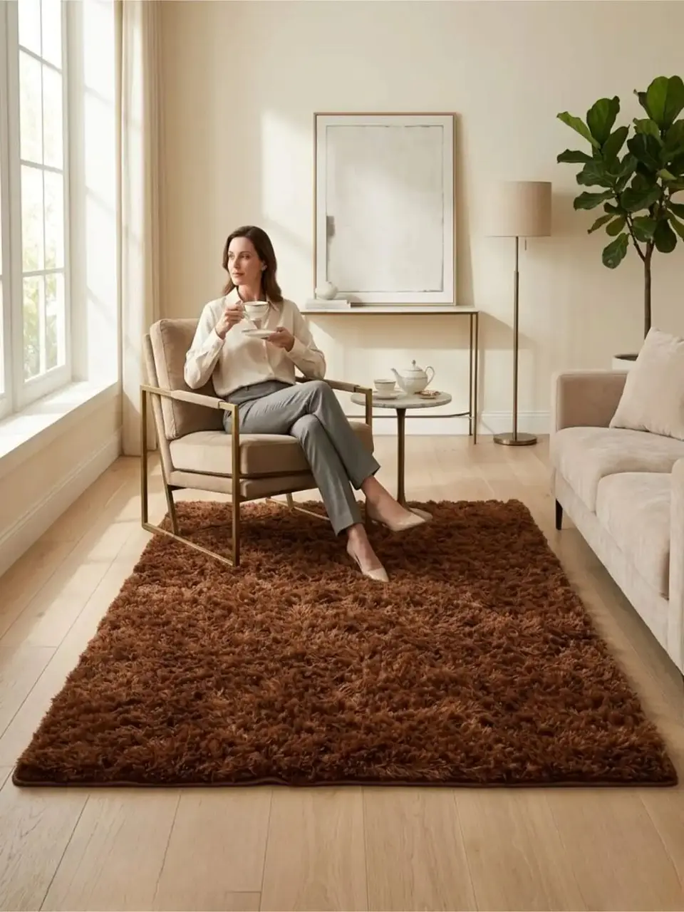 Alfombra Shaggy Pelo Largo 150x200 Cm Suave Living Dormitorio 6