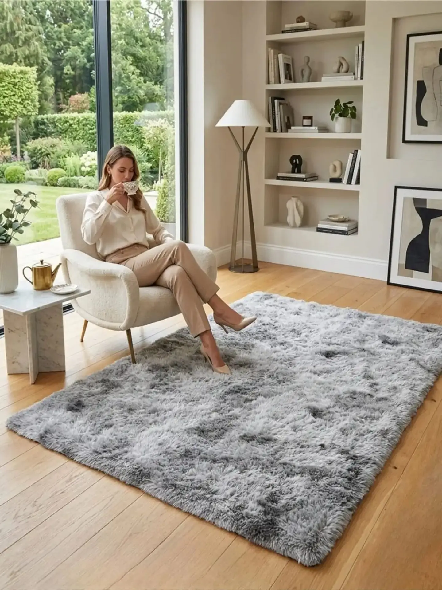 Alfombra Shaggy Pelo Largo 150x200 Cm Suave Living Dormitorio 1