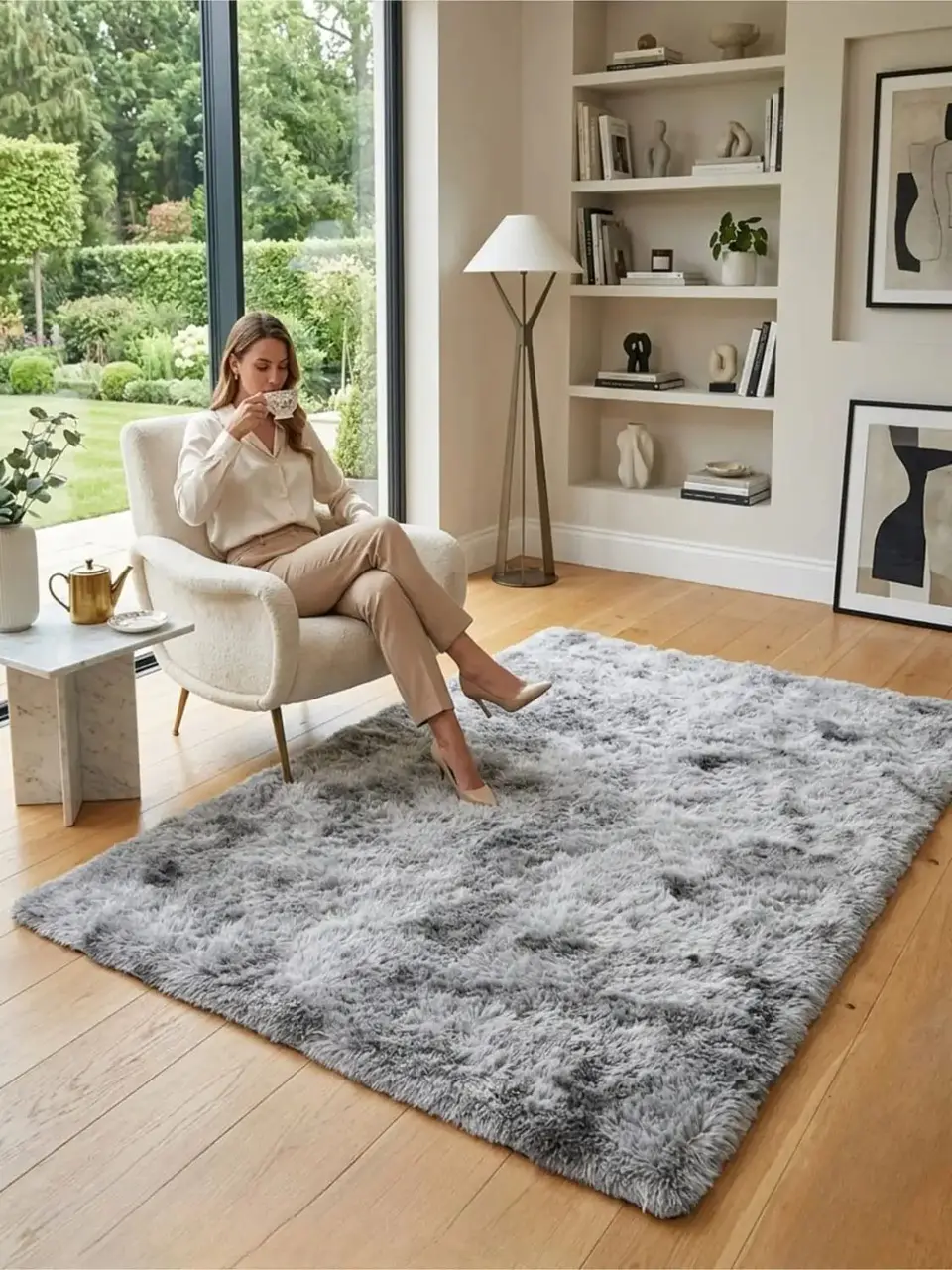 Alfombra Shaggy Pelo Largo 150x200 Cm Suave Living Dormitorio 1
