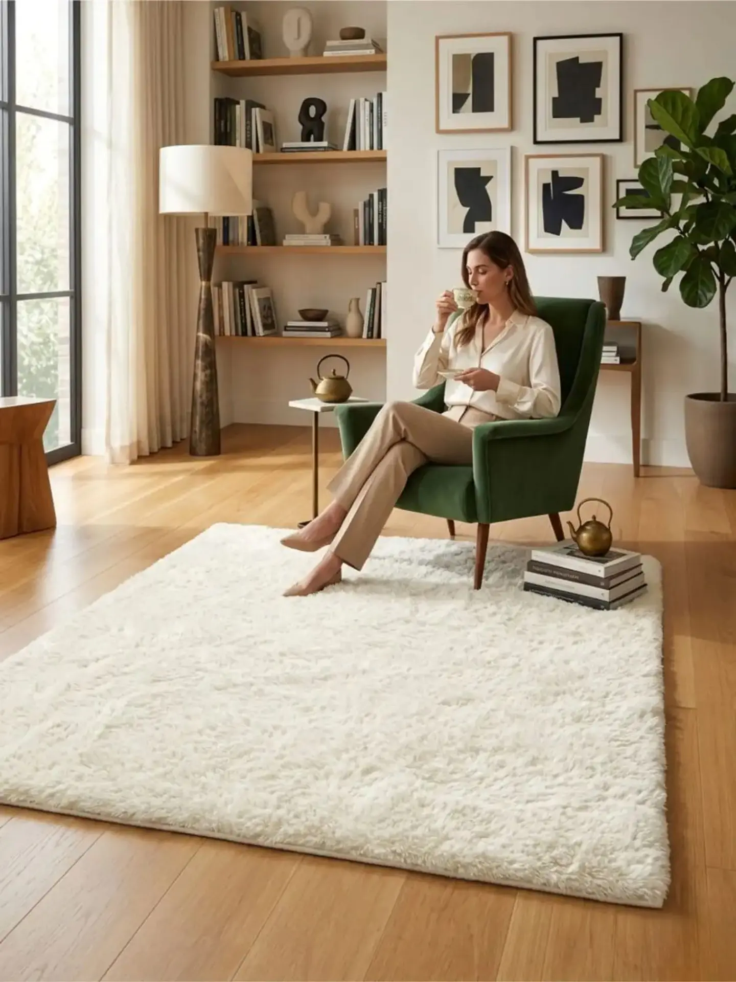 Alfombra Shaggy Pelo Largo 150x200 Cm Suave Living Dormitorio 6