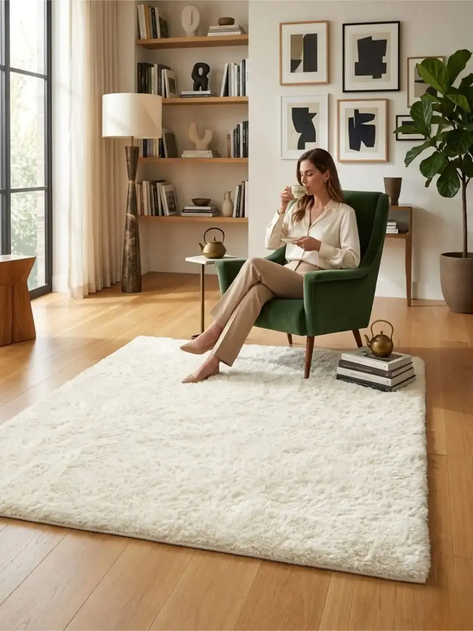 Alfombra Shaggy Pelo Largo 150x200 Cm Suave Living Dormitorio 6