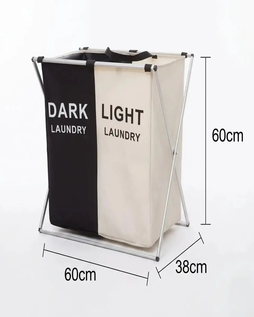 Cesto Organizador de Ropa De Doble Compartimiento Plegable 6