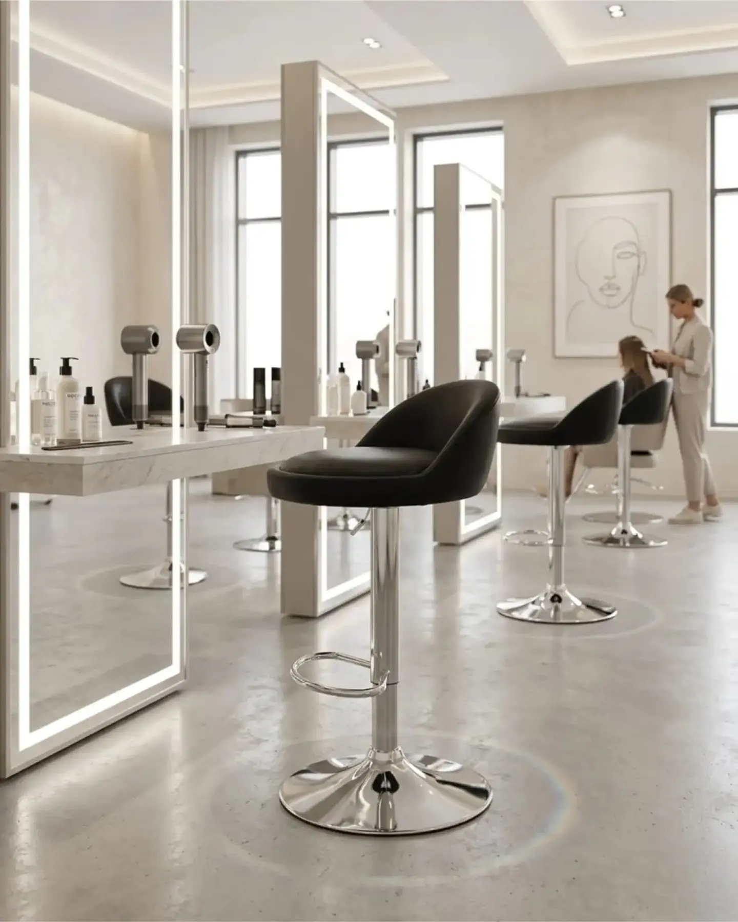 Set 2 Sillas de Bar Ergonómicas Ajustable con Apoyapiés 1