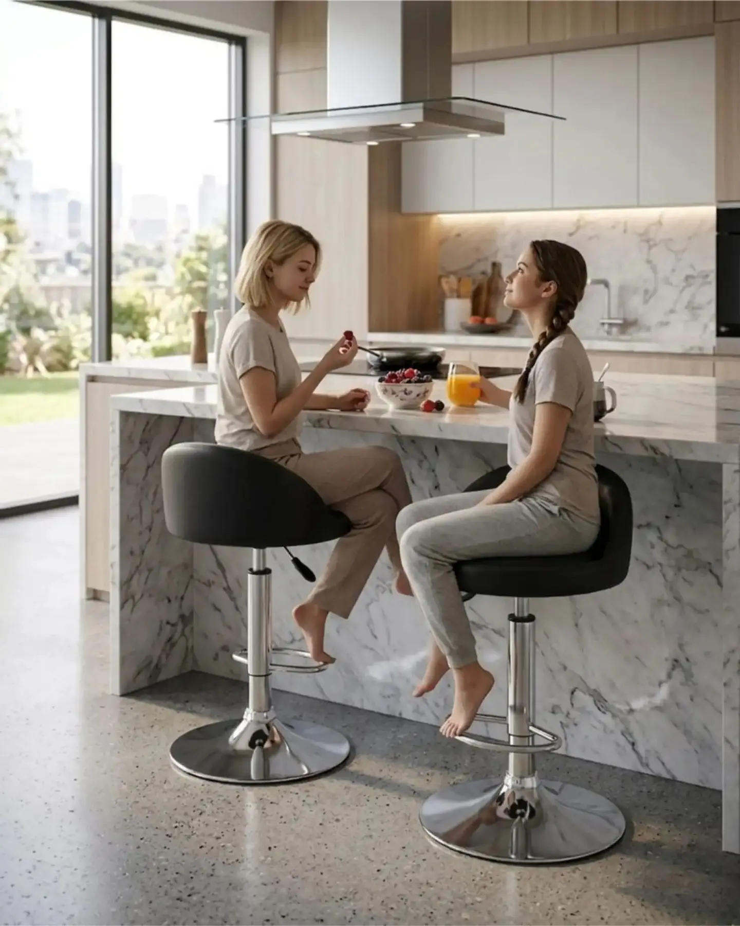 Set 2 Sillas de Bar Ergonómicas Ajustable con Apoyapiés 2