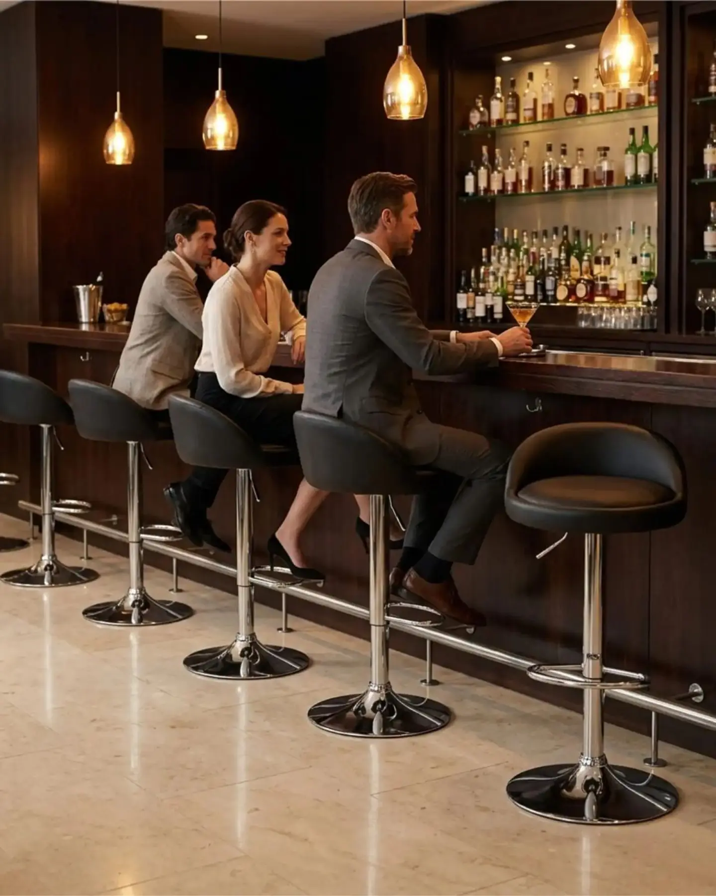 Set 2 Sillas de Bar Ergonómicas Ajustable con Apoyapiés 3