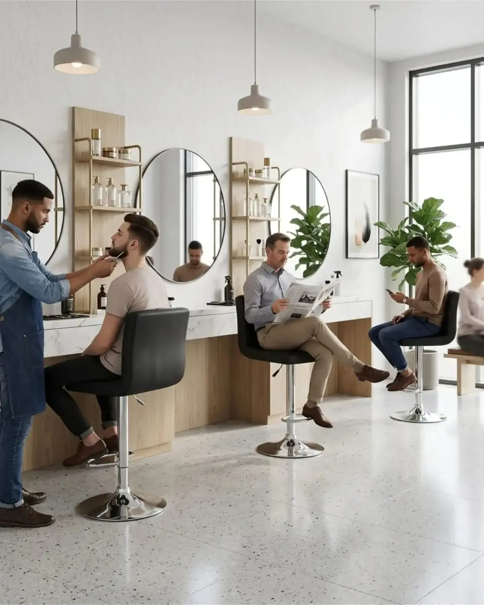 Silla de Bar Premium con Respaldo Acolchado y Base Cromada 5