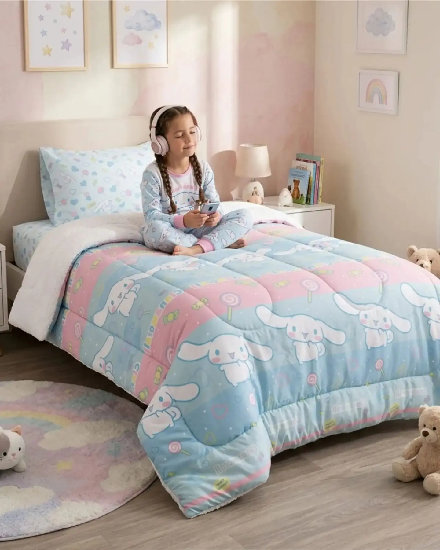 Pack Cobertor Sherpa Infantil + Sabanas Verano Premium Plaza y Media 1
