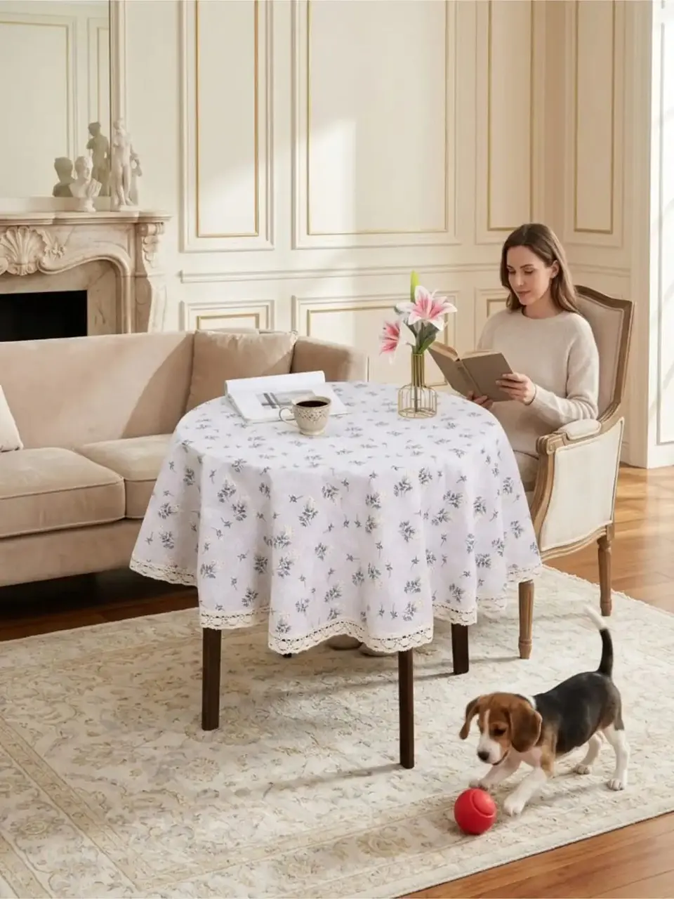 Mantel Redondo Bohemio con Flecos 140 Cm Diámetro 2