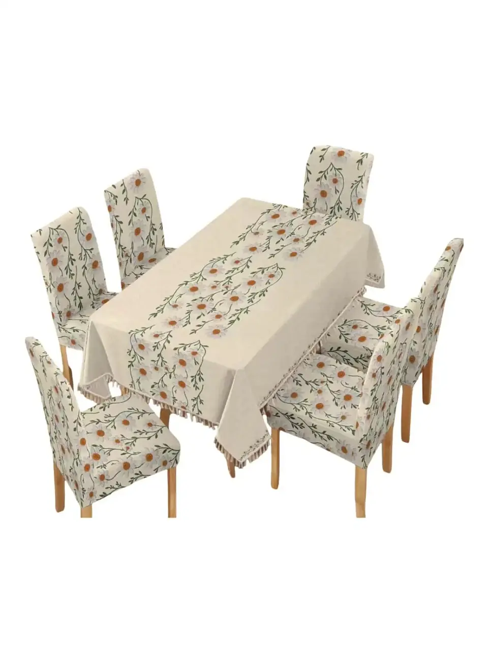 Set de Mantel Antimanchas + 6 Fundas Sillas Elásticas 3