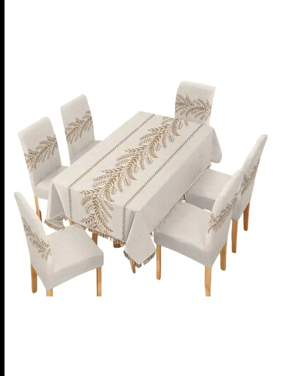 Set de Mantel Antimanchas + 6 Fundas Sillas Elásticas 3