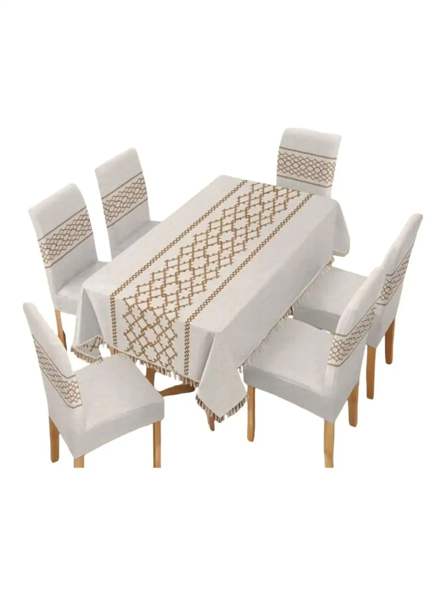 Set de Mantel Antimanchas + 6 Fundas Sillas Elásticas 3