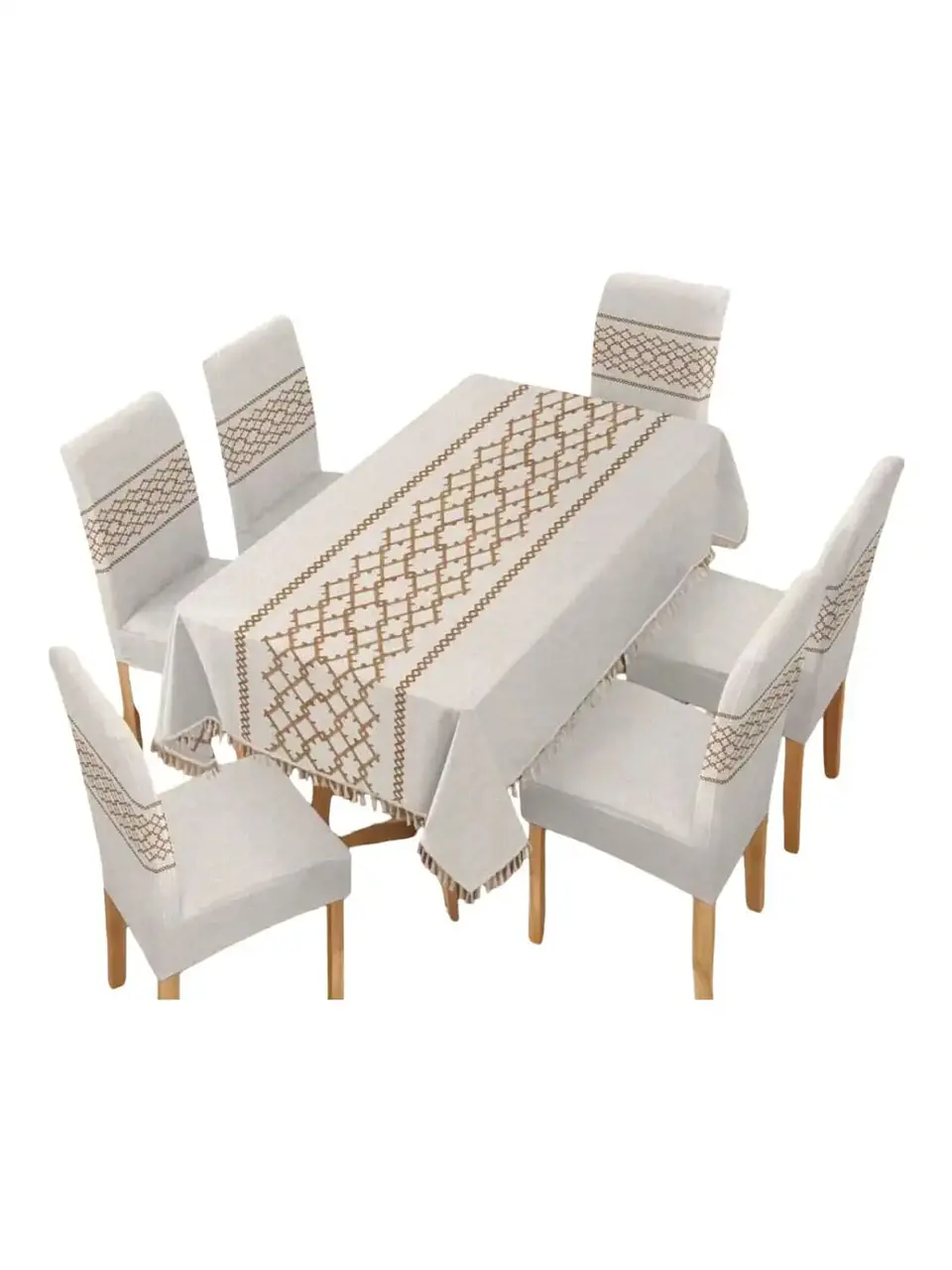 Set de Mantel Antimanchas + 6 Fundas Sillas Elásticas 3