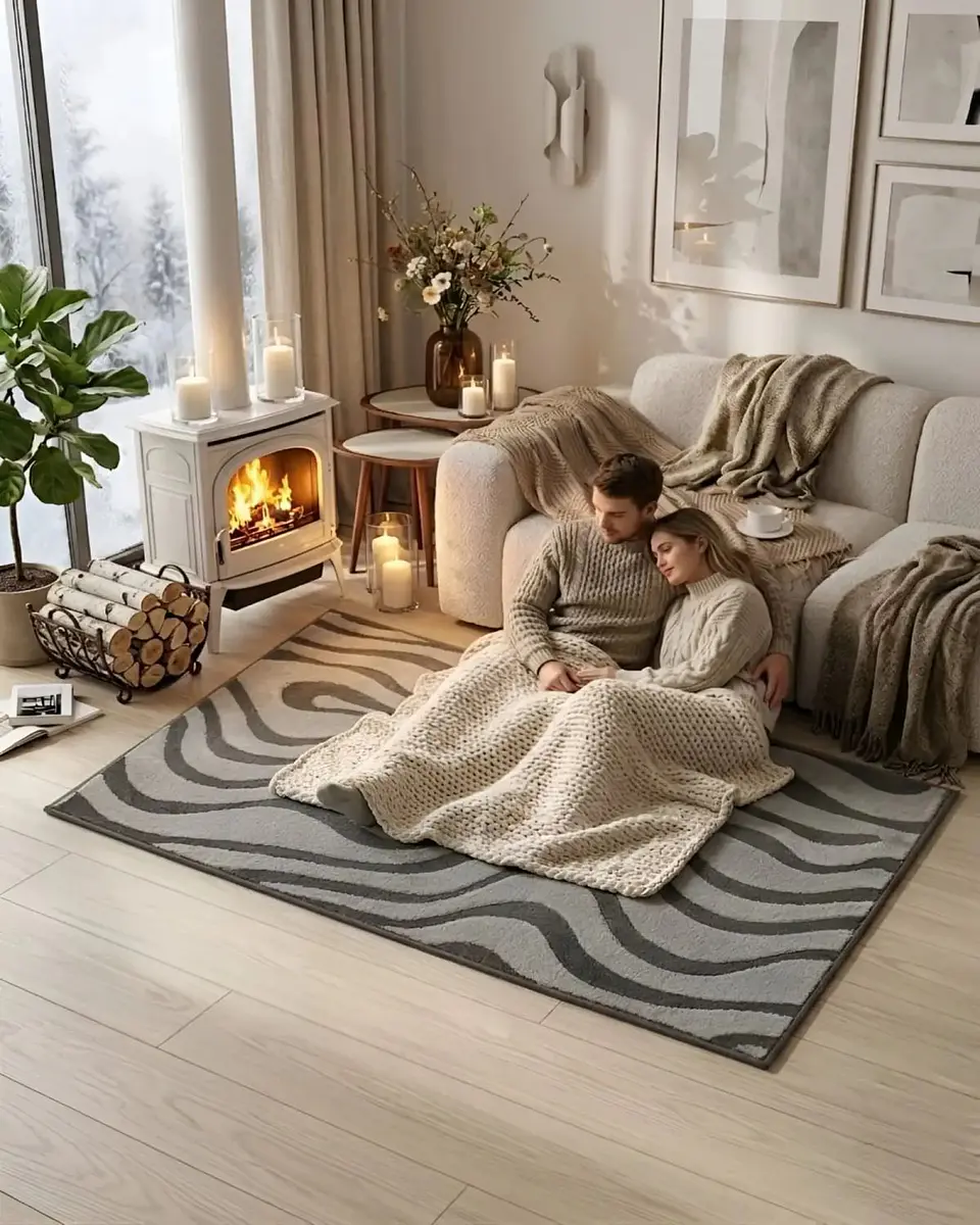 Alfombra Living y Dormitorio Decoración Para Hogar Minimalista 5