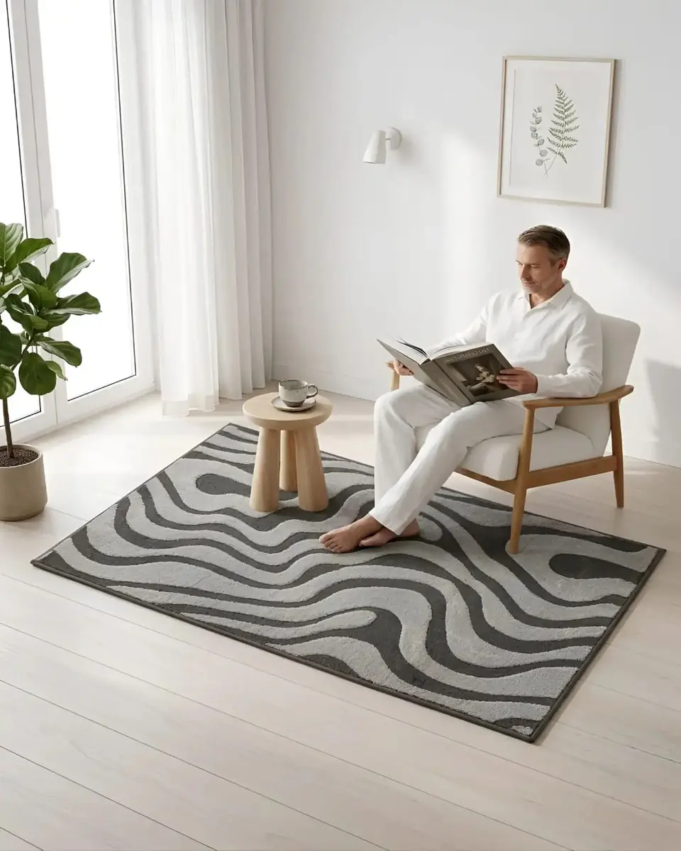 Alfombra Living y Dormitorio Decoración Para Hogar Minimalista 6