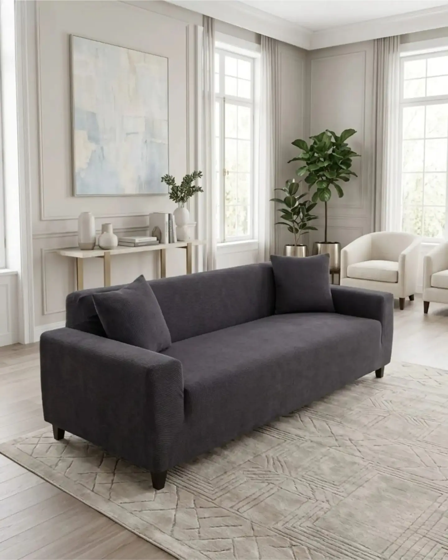 Funda De Sofa 4 Cuerpos Tela Cuadrille De Elastico Premium 2