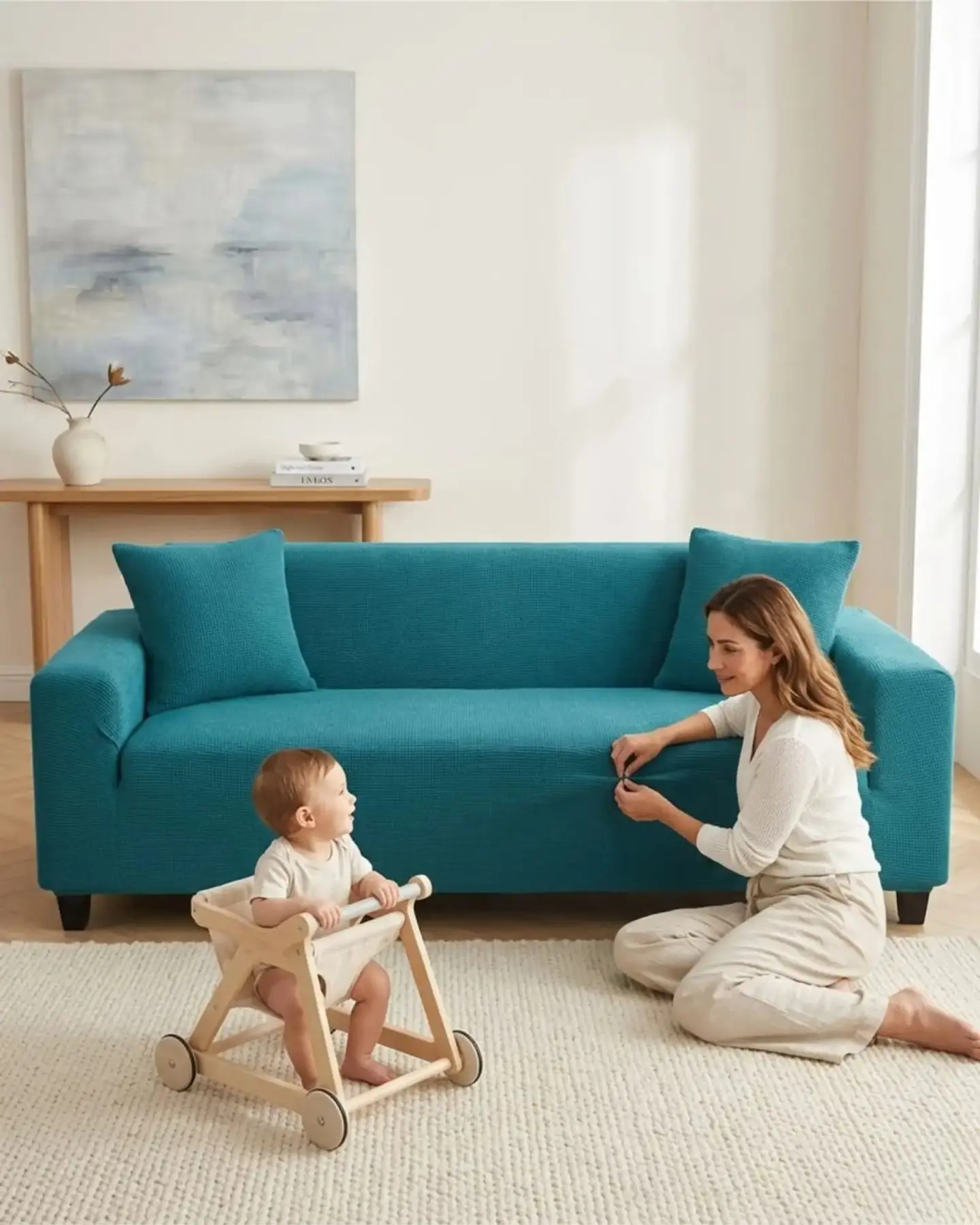 Funda De Sofa 4 Cuerpos Tela Cuadrille De Elastico Premium 3