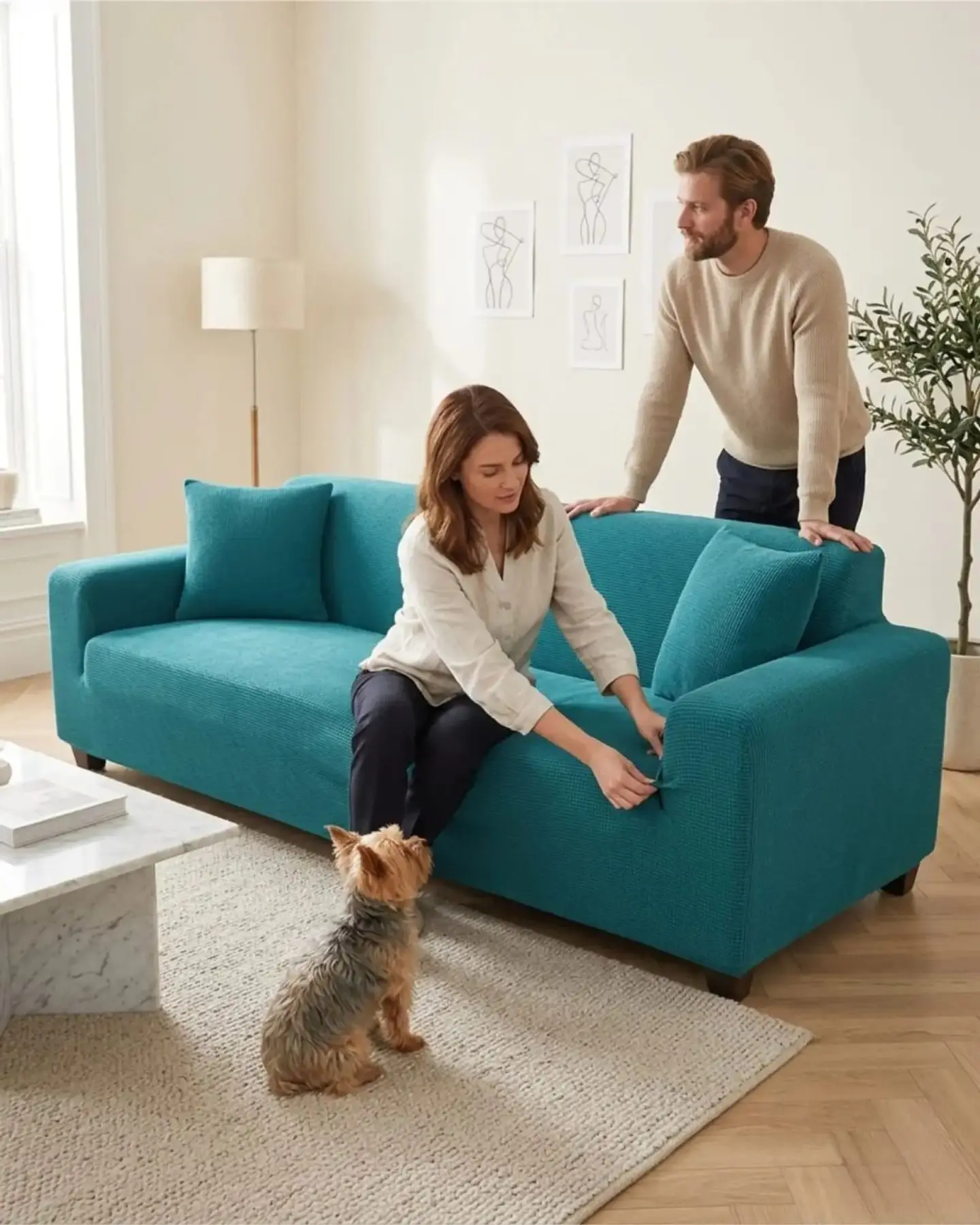 Funda De Sofa 4 Cuerpos Tela Cuadrille De Elastico Premium 4