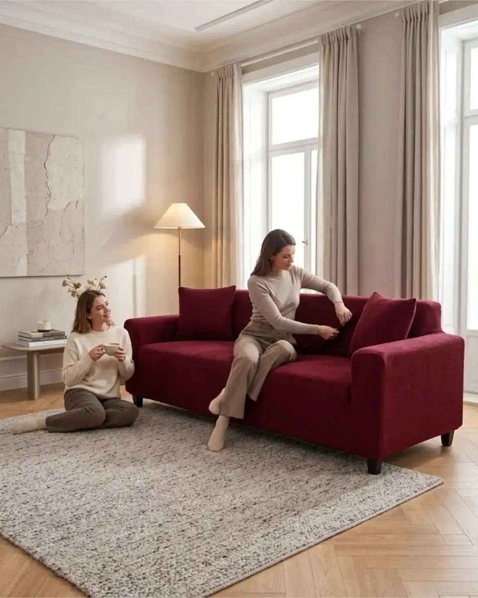 Funda De Sofa 4 Cuerpos Tela Cuadrille De Elastico Premium 1