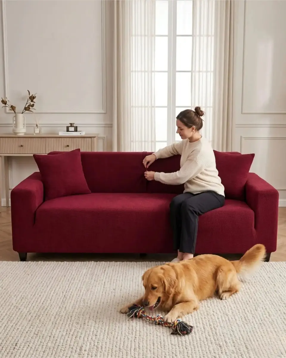 Funda De Sofa 4 Cuerpos Tela Cuadrille De Elastico Premium 3