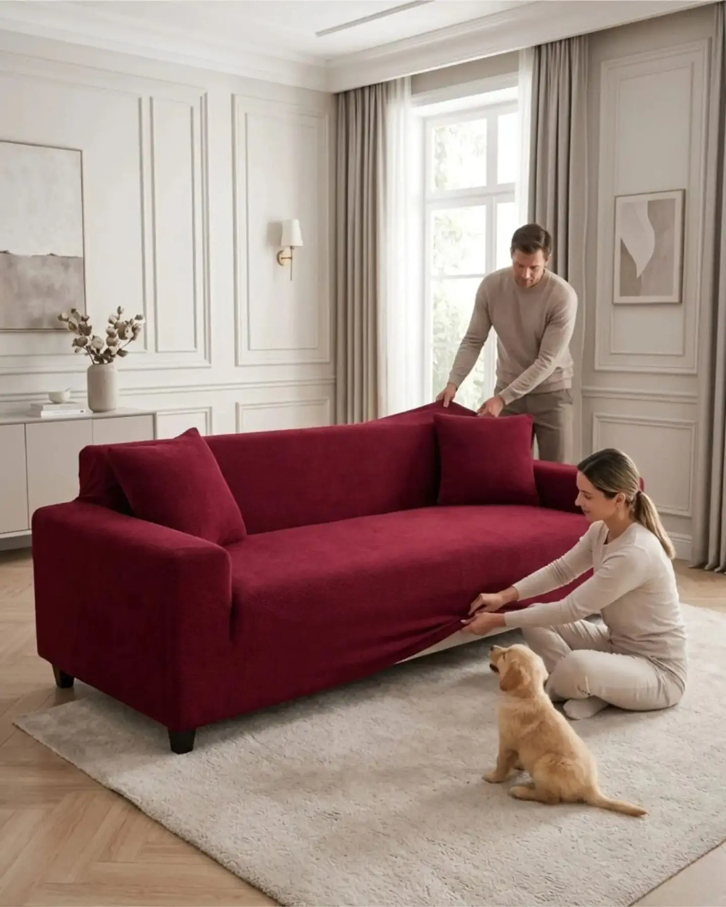 Funda De Sofa 4 Cuerpos Tela Cuadrille De Elastico Premium 4