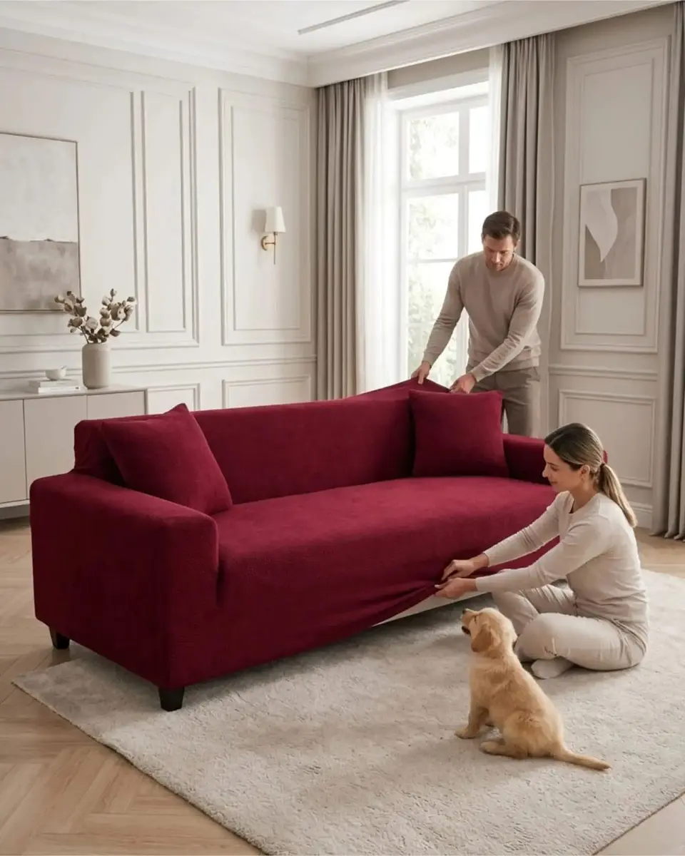 Funda De Sofa 4 Cuerpos Tela Cuadrille De Elastico Premium 4