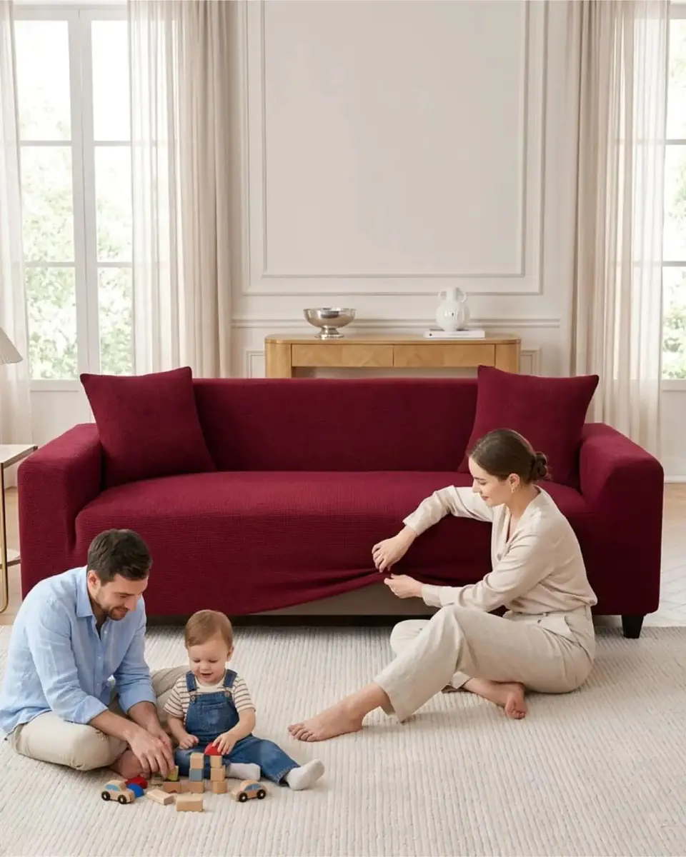 Funda De Sofa 4 Cuerpos Tela Cuadrille De Elastico Premium 5