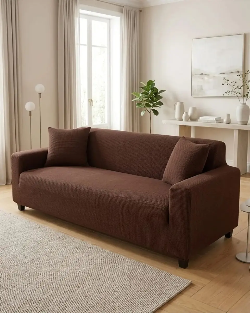 Funda De Sofa 4 Cuerpos Tela Cuadrille De Elastico Premium 1