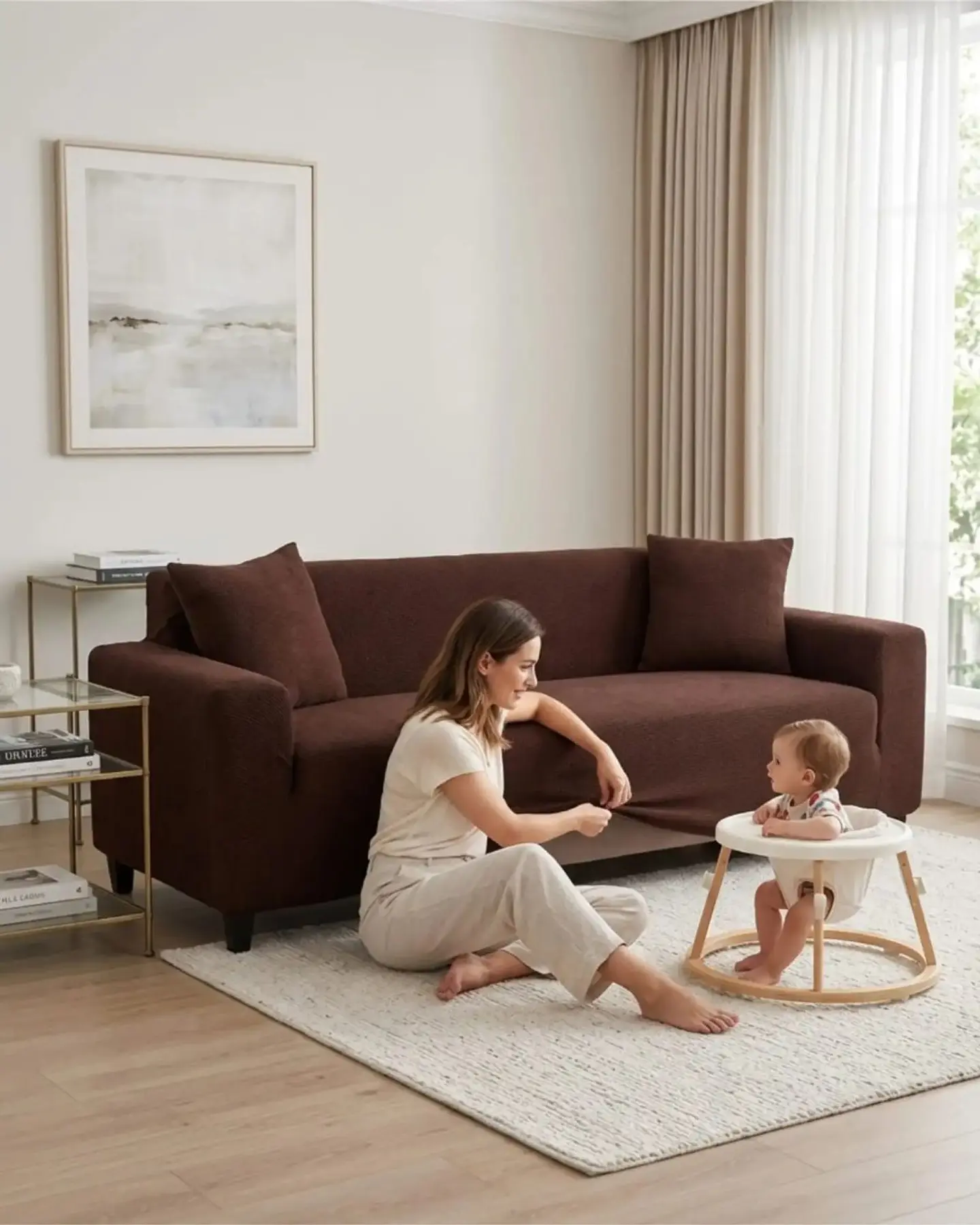 Funda De Sofa 4 Cuerpos Tela Cuadrille De Elastico Premium 4