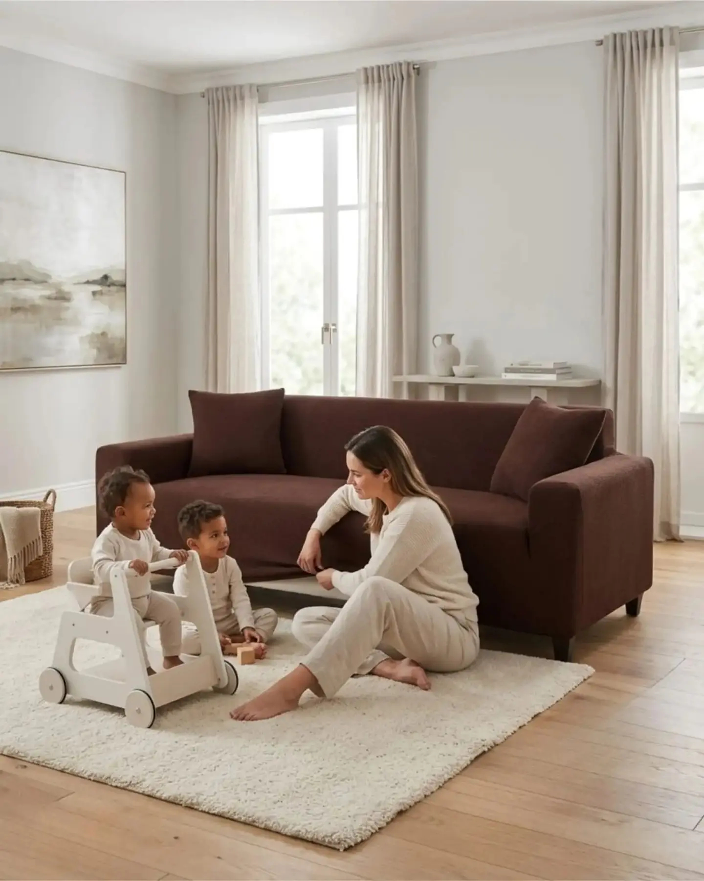 Funda De Sofa 4 Cuerpos Tela Cuadrille De Elastico Premium 5