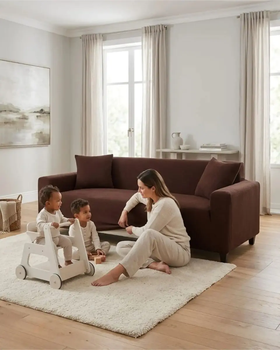 Funda De Sofa 4 Cuerpos Tela Cuadrille De Elastico Premium 5