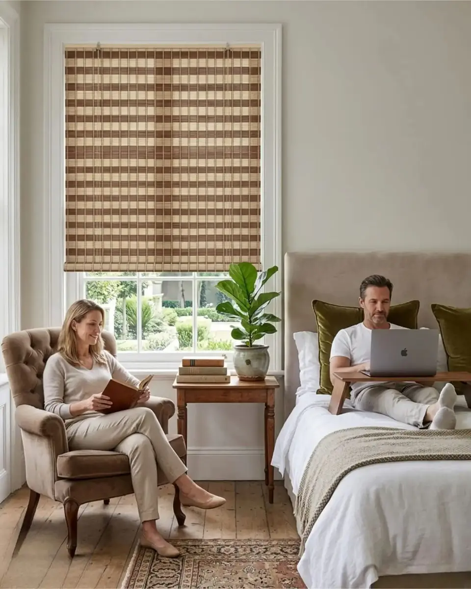 Set 2 Cortinas Roller De Bambu Diseño Natural 120x180cm 2