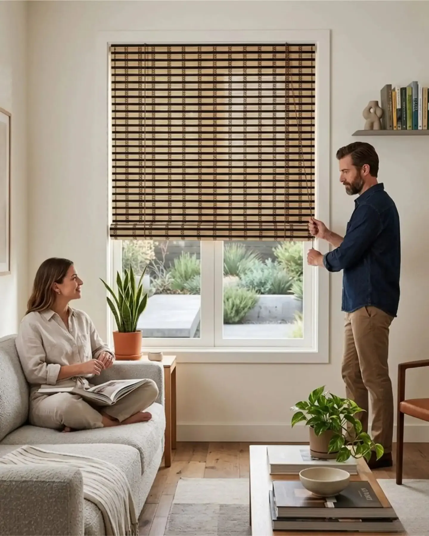 Set 2 Cortinas Roller De Bambu Diseño Natural 180x180cm 2