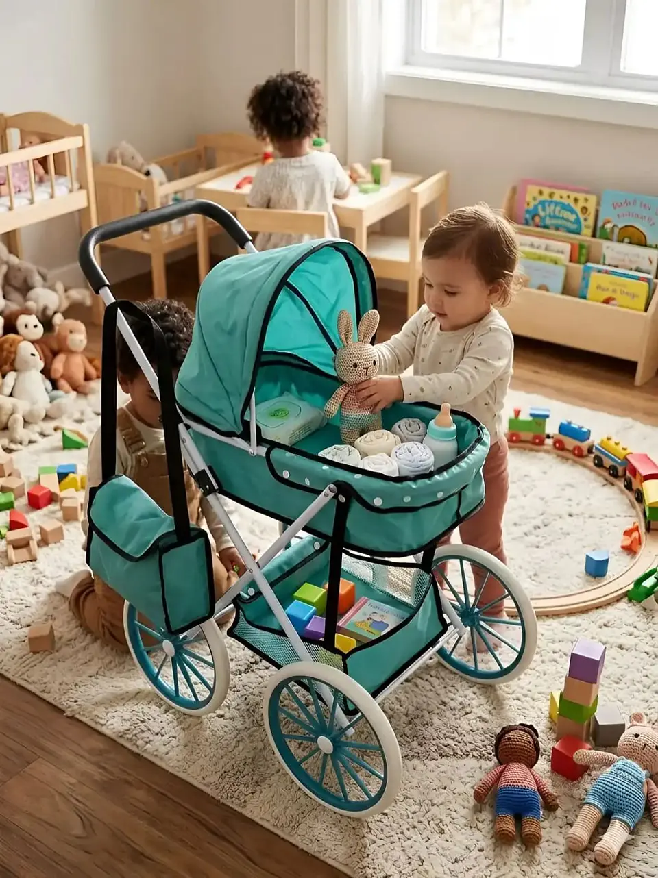Coche De Muñecas Estilo Clásico Incluye Bolso Y Canasto Accesorios 4
