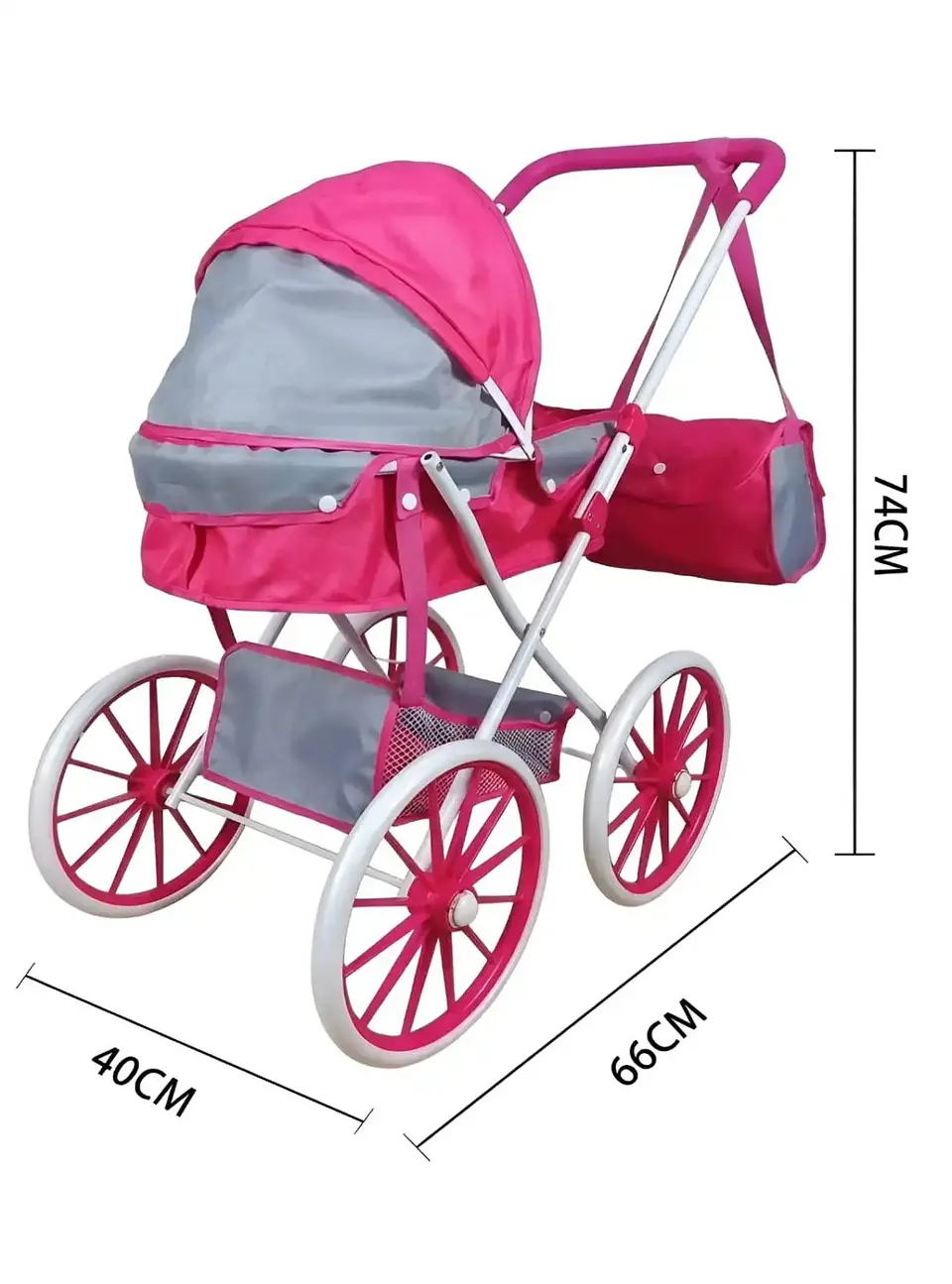 Coche De Muñecas Estilo Clásico Incluye Bolso Y Canasto Accesorios 7