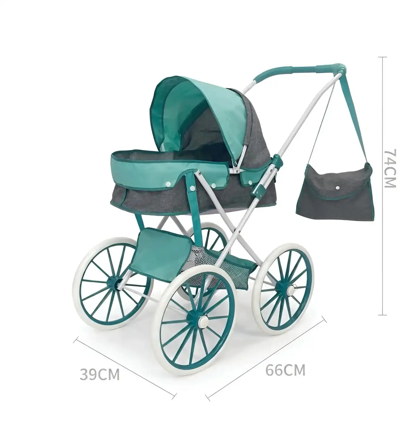 Coche De Muñecas Estilo Clásico Incluye Bolso Y Canasto Accesorios 7
