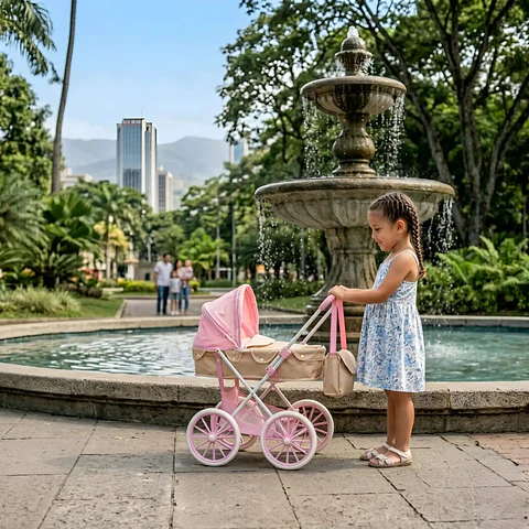 Coche De Muñecas Estilo Clásico Incluye Bolso Y Canasto Accesorios