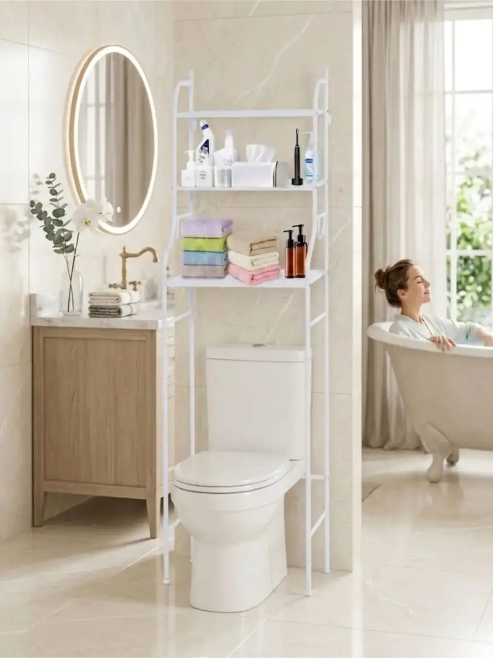 Estante Organizador De Baño Sobre Inodoro 3 Niveles Metal 2