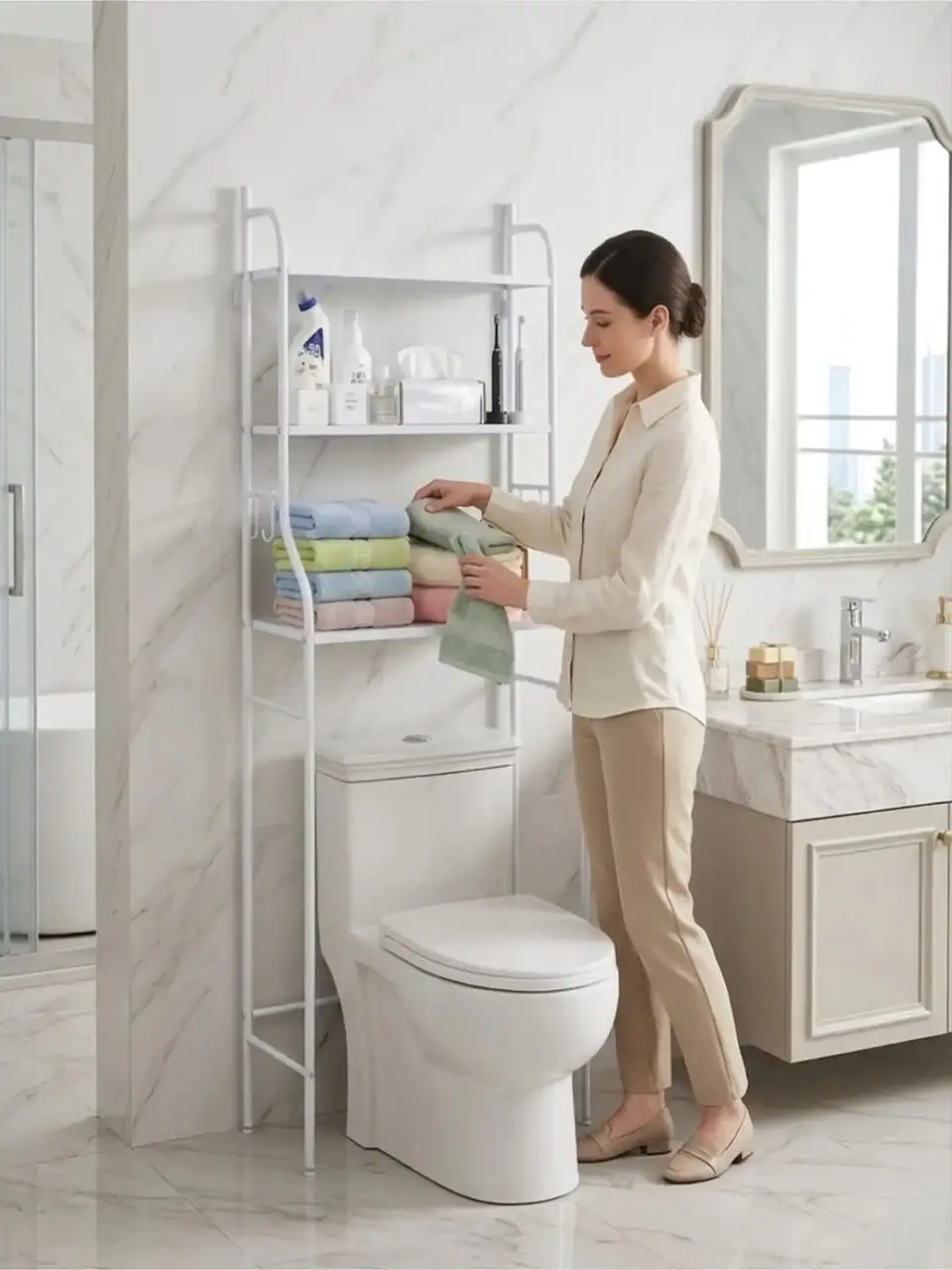Estante Organizador De Baño Sobre Inodoro 3 Niveles Metal 4