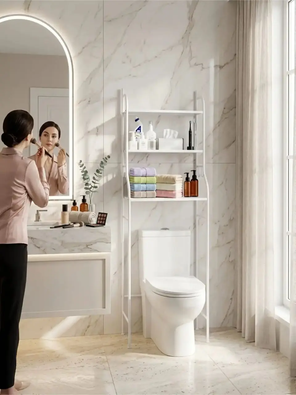 Estante Organizador De Baño Sobre Inodoro 3 Niveles Metal 6