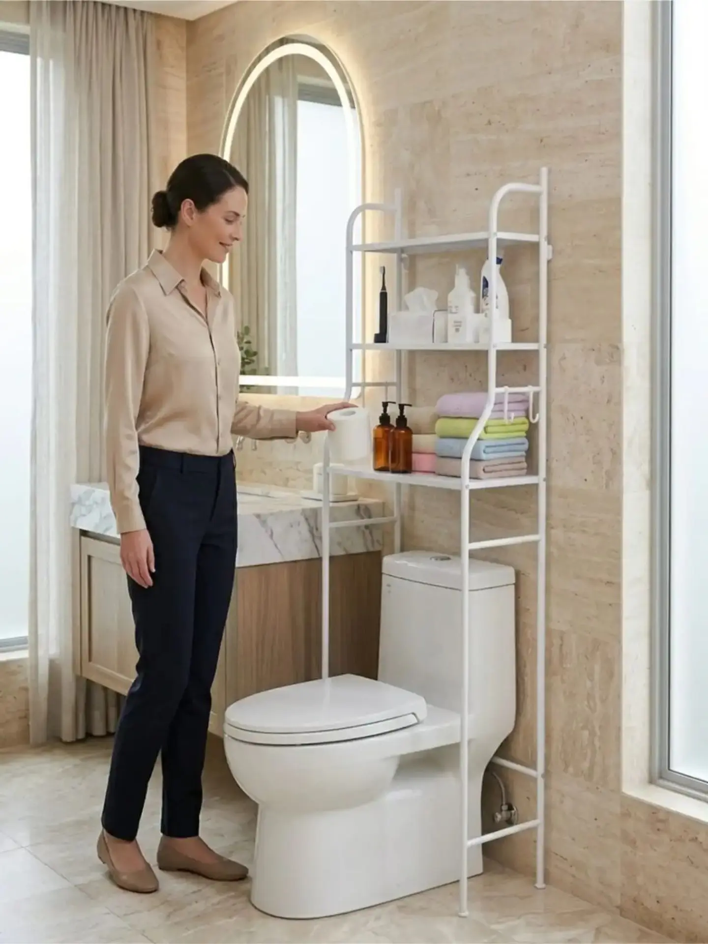Estante Organizador De Baño Sobre Inodoro 3 Niveles Metal 7