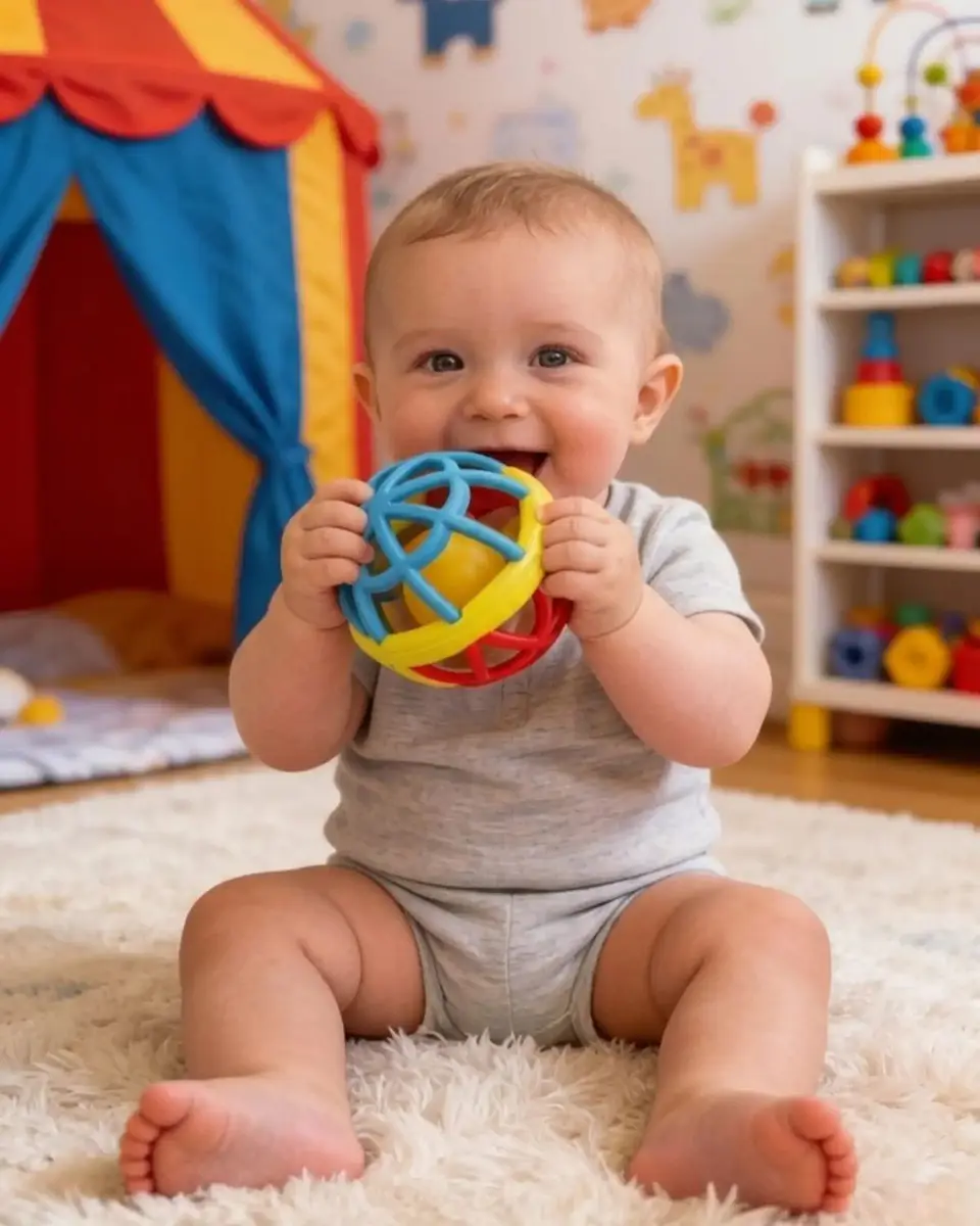 Pelota Sonajero Para Bebe De Agarre Facil 0-6 Meses 1