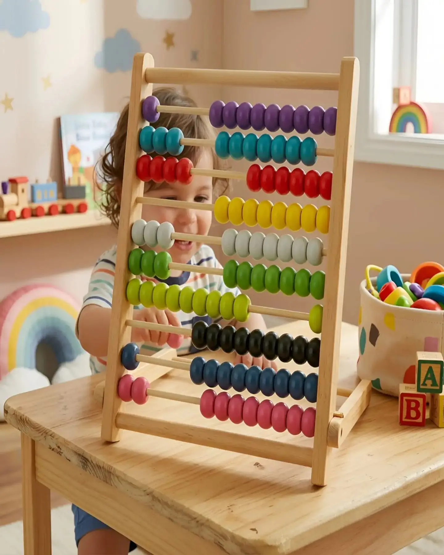 Ábaco Gigante de Madera Montessori Juguete Educativo Matemático 1