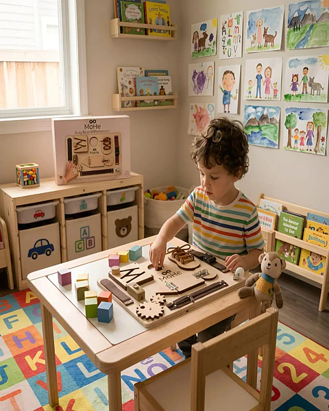 Tablero Sensorial Busy Board de Madera Montessori Educativo