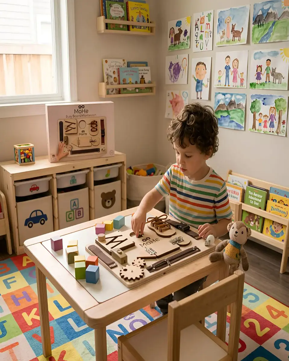 Tablero Sensorial Busy Board de Madera Montessori Educativo 2