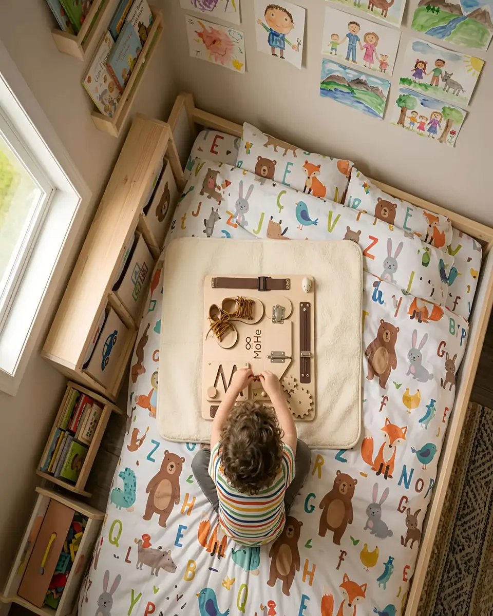 Tablero Sensorial Busy Board de Madera Montessori Educativo 4