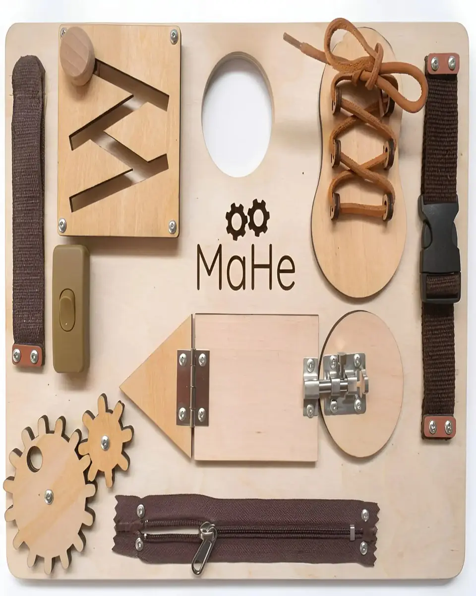 Tablero Sensorial Busy Board de Madera Montessori Educativo 6