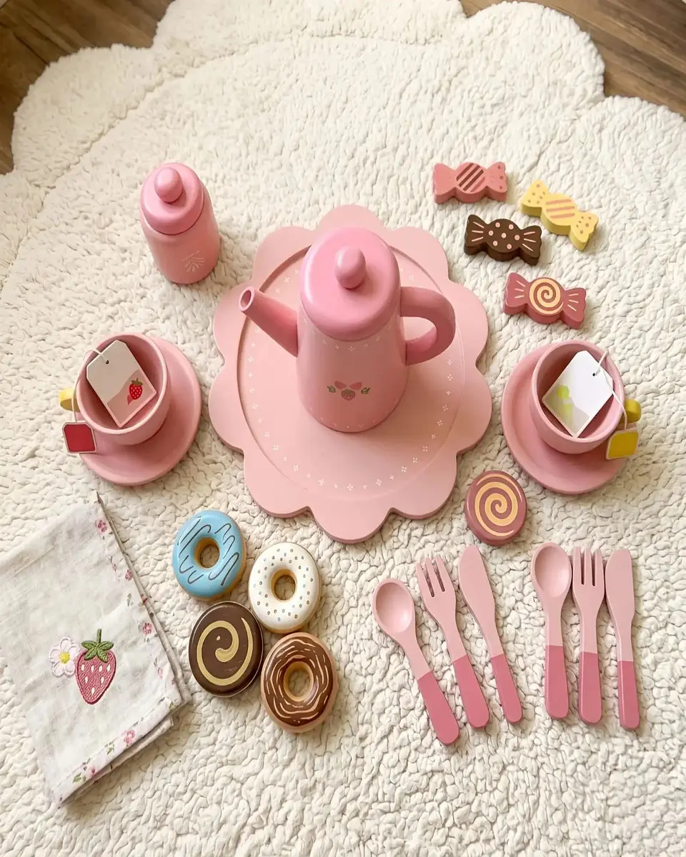 Set de Té de Madera Infantil - Juego de Té y Pastelería con Accesorios 4