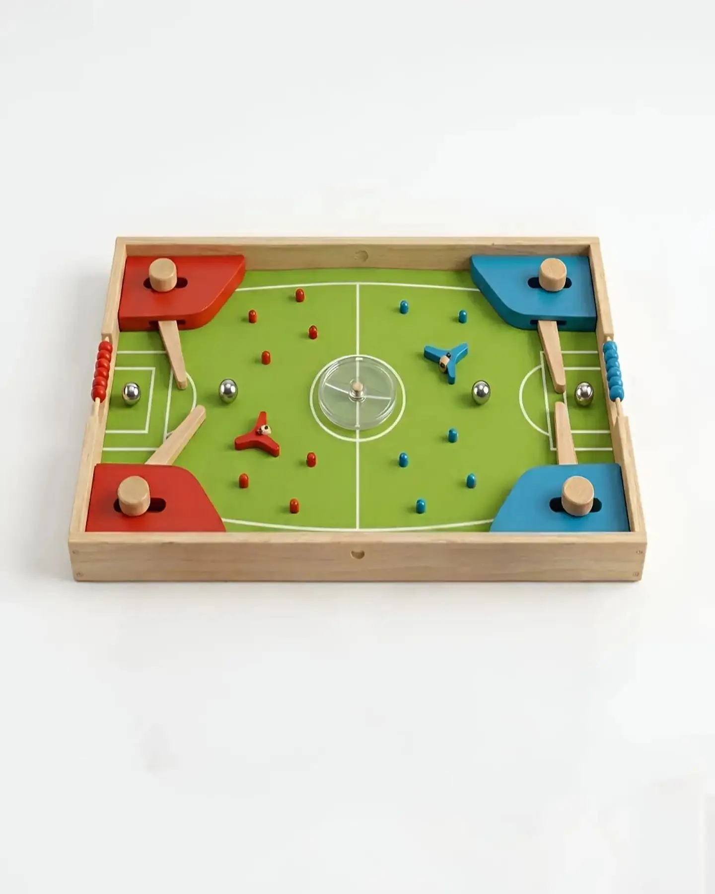 Centro de Juegos de Madera 4 en 1 - Fútbol Pinball, Ludo y Juegos de Estrategia 6