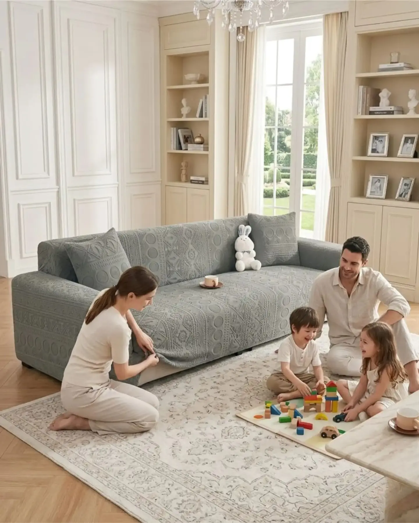 Funda De Sofa 1 Cuerpo Tela Polar Elastico Suave 5